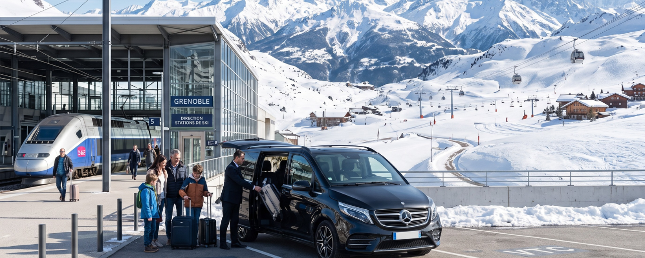 Chauffeur VTC mariage Grenoble avec couple élégant
